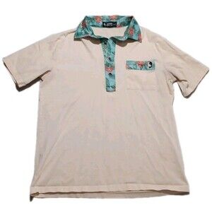Golf Nation Co. Polo Shirt Mens Small Light Yellow Hawaiian Trim Short Sleeve